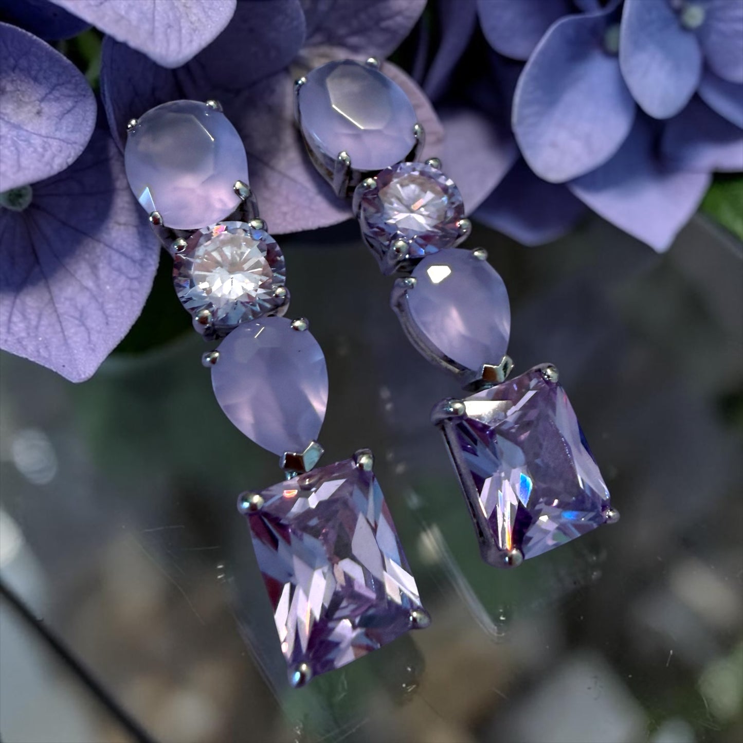 Orecchini in argento 925 e zirconi toni Lavanda, Ottaviani gioielli