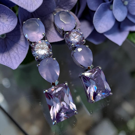 Orecchini in argento 925 e zirconi toni Lavanda, Ottaviani gioielli