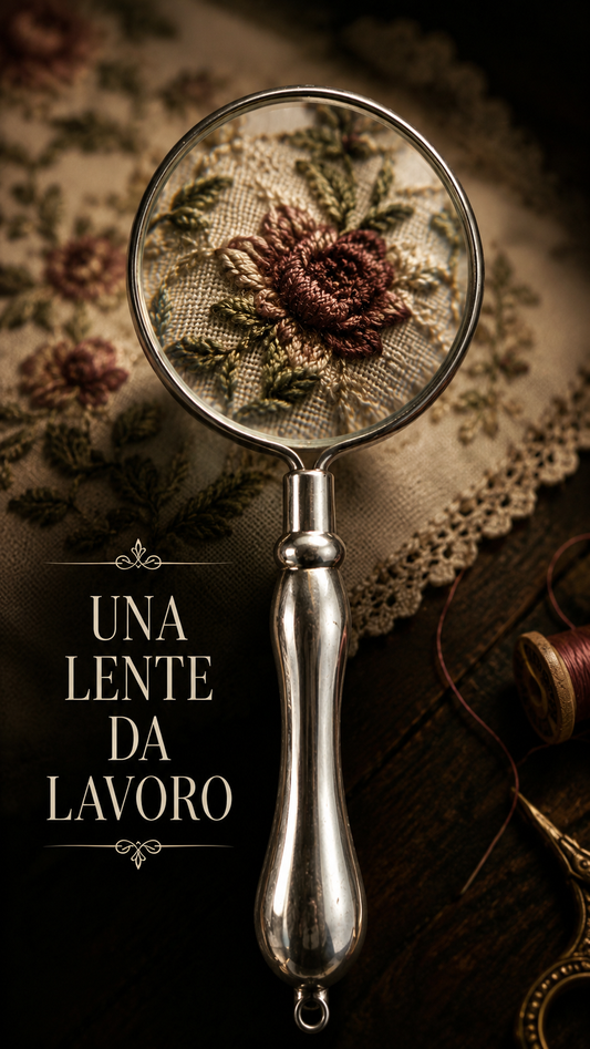 Lente da ricamatrice anni 40 50 da collana o chatelaine con anellino passante ￼
