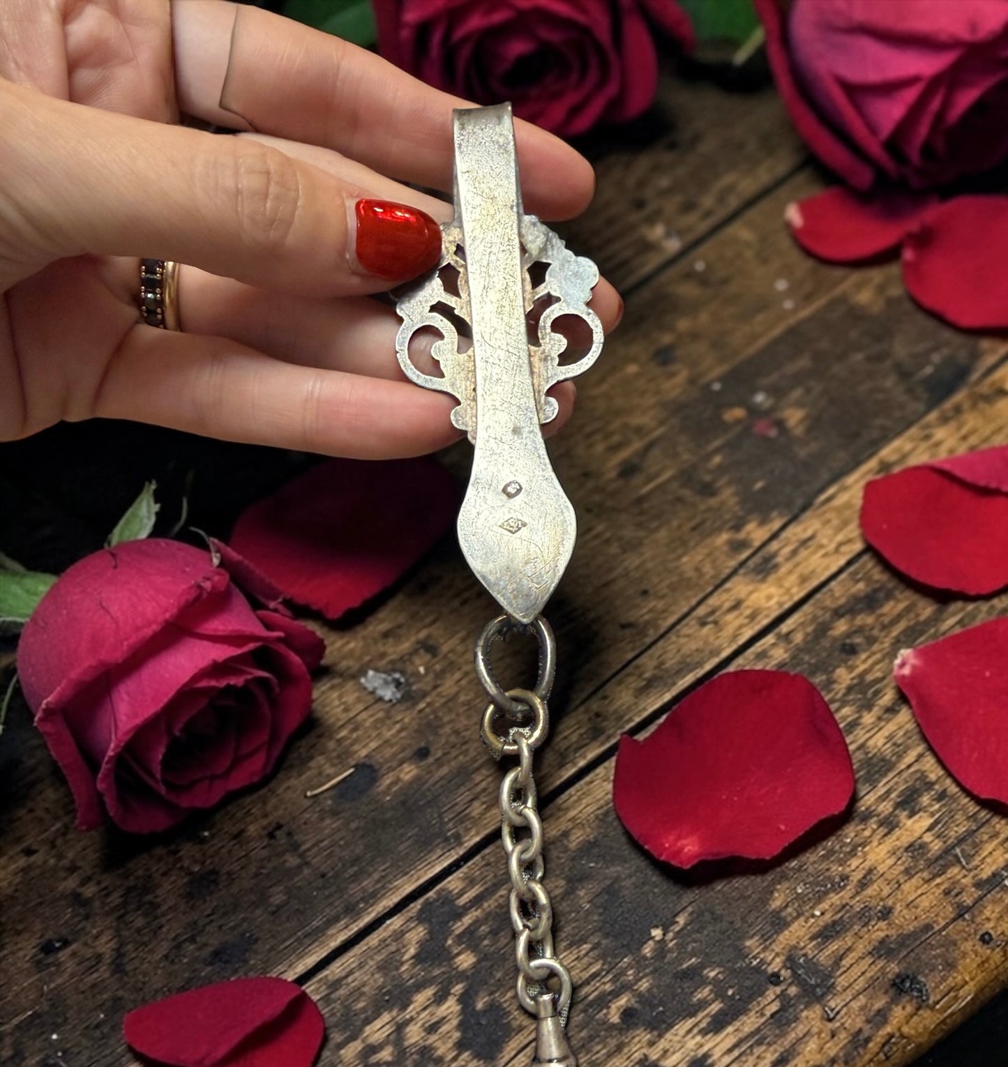 Antica Châtelaine in argento massiccio, francese, fine ‘800 primo ‘900