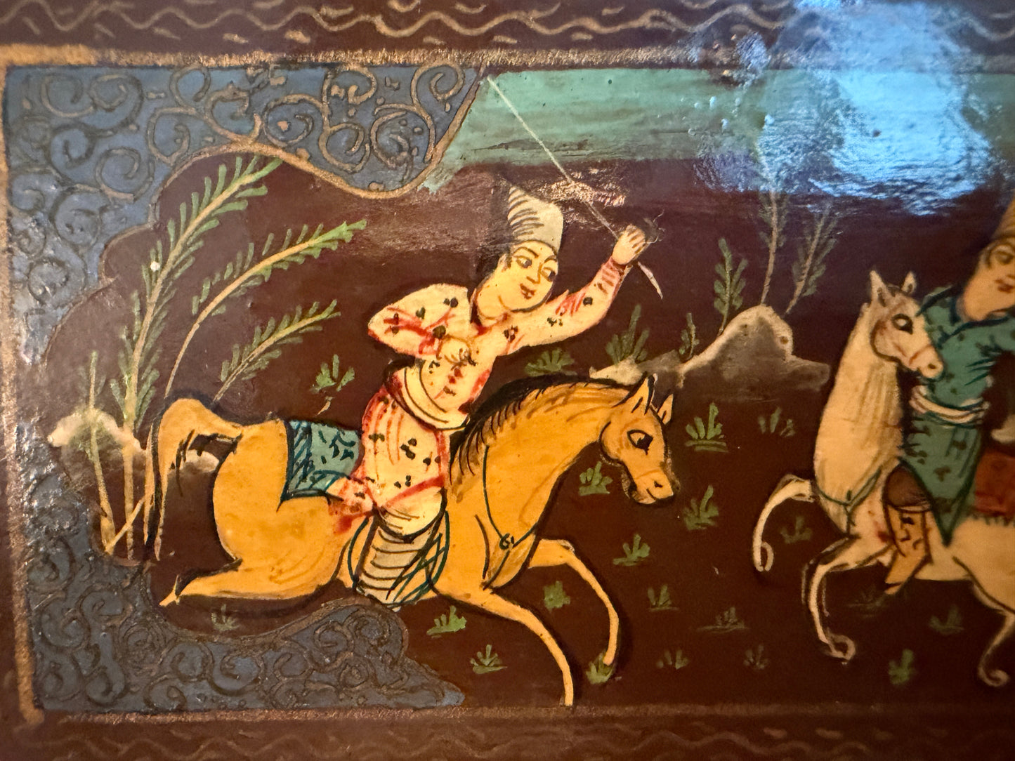 Astuccio porta pennini in papier mâché, Kashmir metà ‘900 dipinto