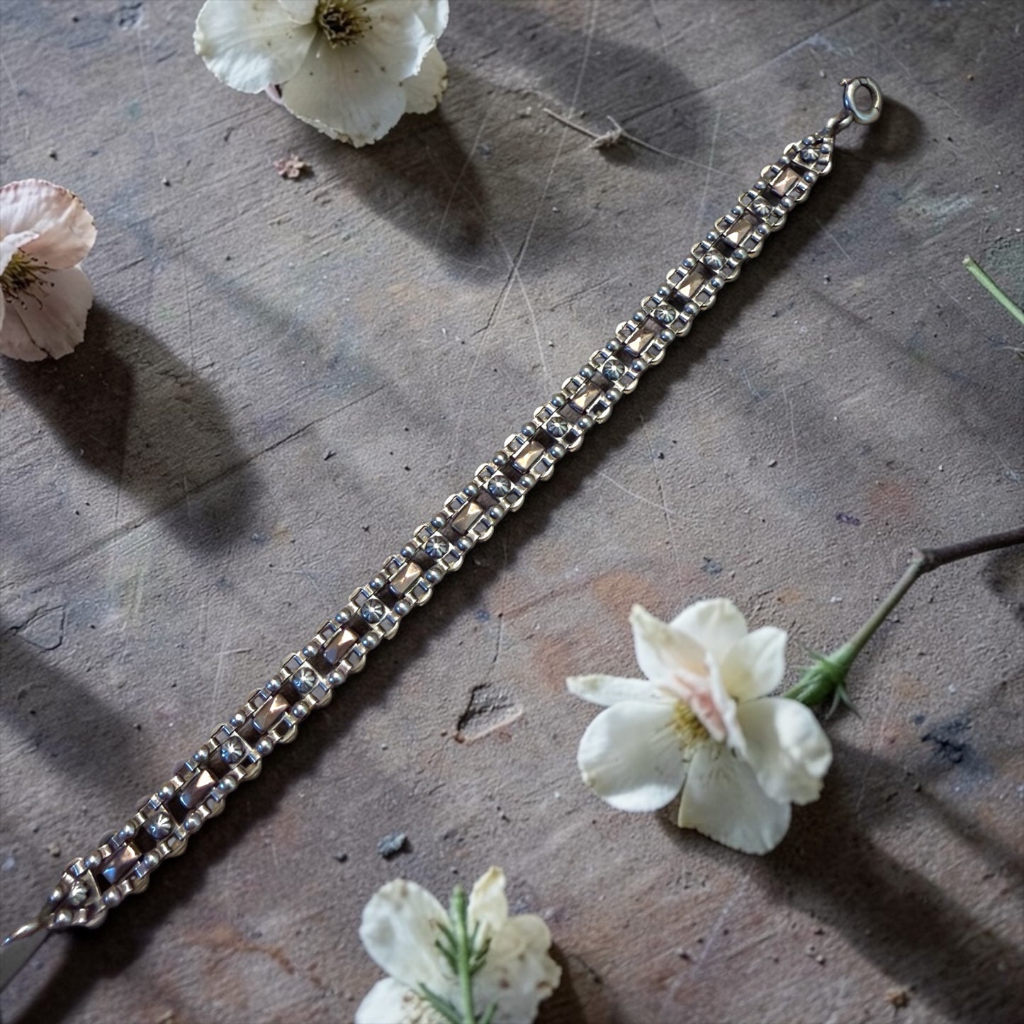 Antica Albert Chain trasformata in bracciale, argento francese, stupenda maglia