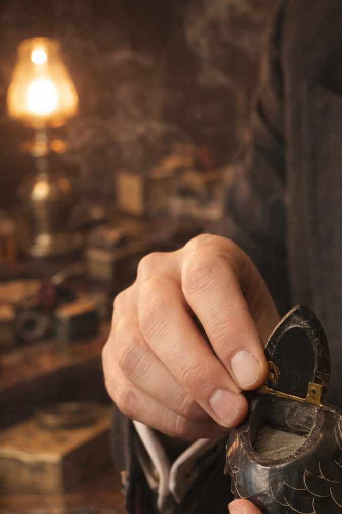 Tabacchiera in corno a guisa di pesce, creazione artigianale prima metà / metà scorso secolo