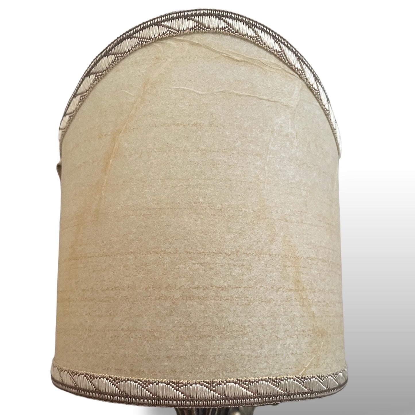 Pair of brass and fabric lamps