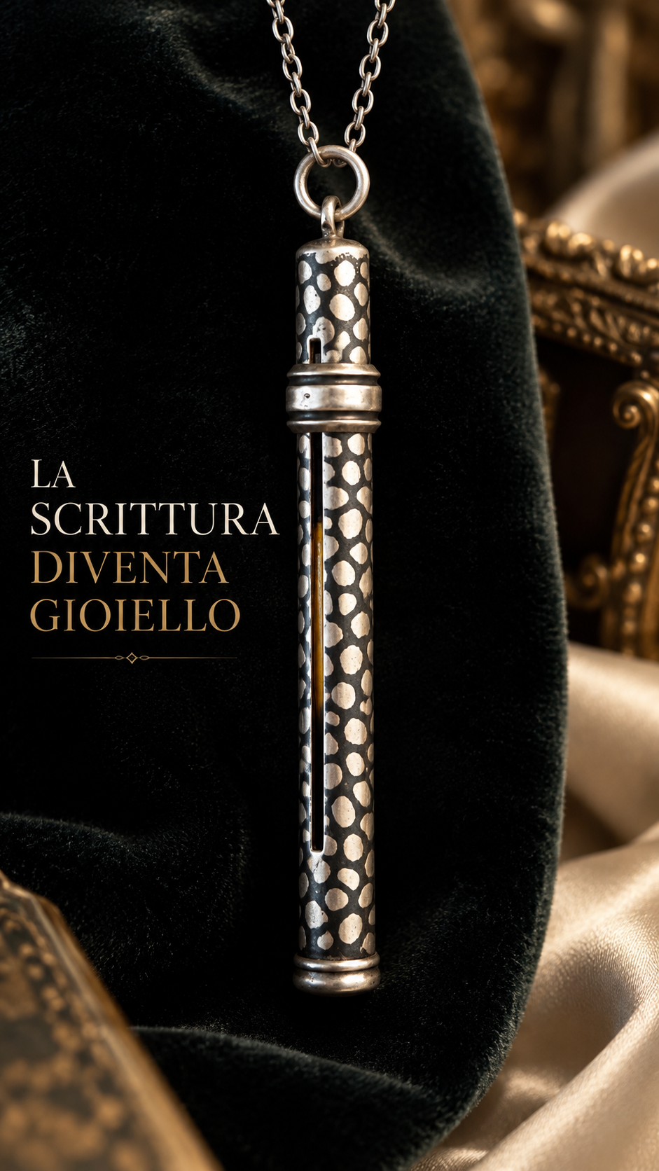 Antica matita meccanica da châtelaine in argento a scorrimento, fine ‘800 primo ‘900