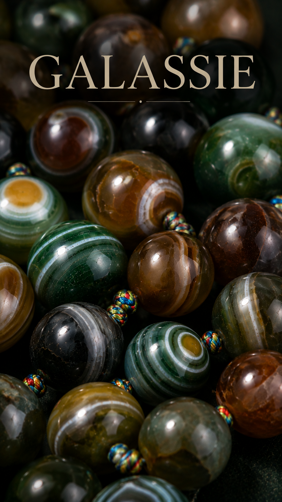 Importante collana in perle di varietà di agate verdi infilate ed annodate a mano, gioiello contemporaneo