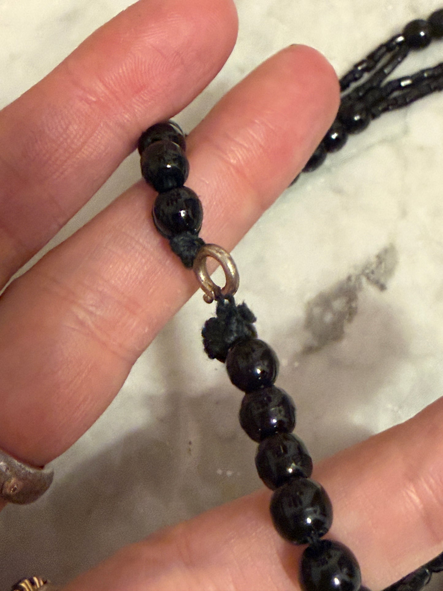 Collana da lutto primo ‘900 in autentico Jet giaietto a doppio filo