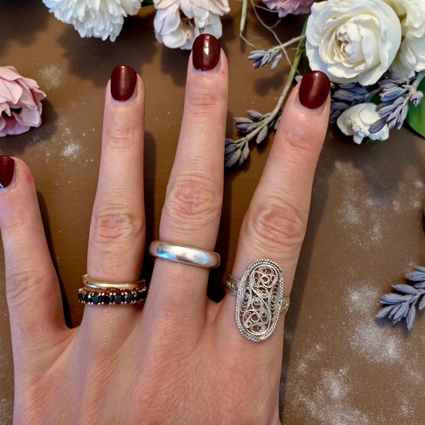 Anello in finissima filigrana d’argento, manifattura italiana anni 60