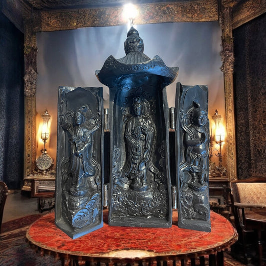 Altare da viaggio trittico buddhista vintage