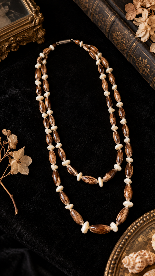 Collana a doppio giro in autentiche conchiglie anni ‘50-‘60