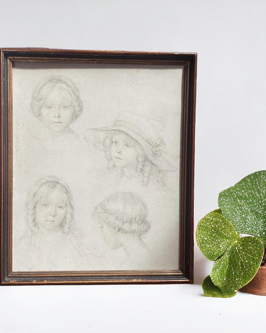 Vintage 1910s pencil study print