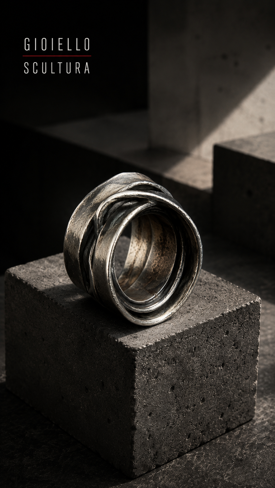 Creazione modernista anni ‘70 anello in argento massiccio punzonato mm diametro interno 17