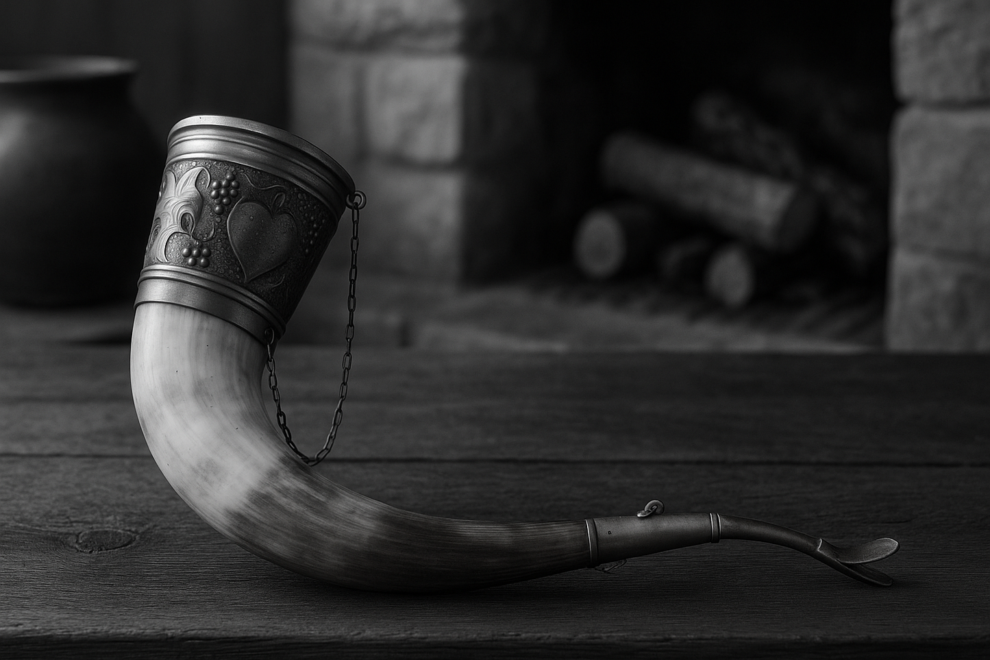 Corno da richiamo autentico con ancia a guisa di becco e catenella