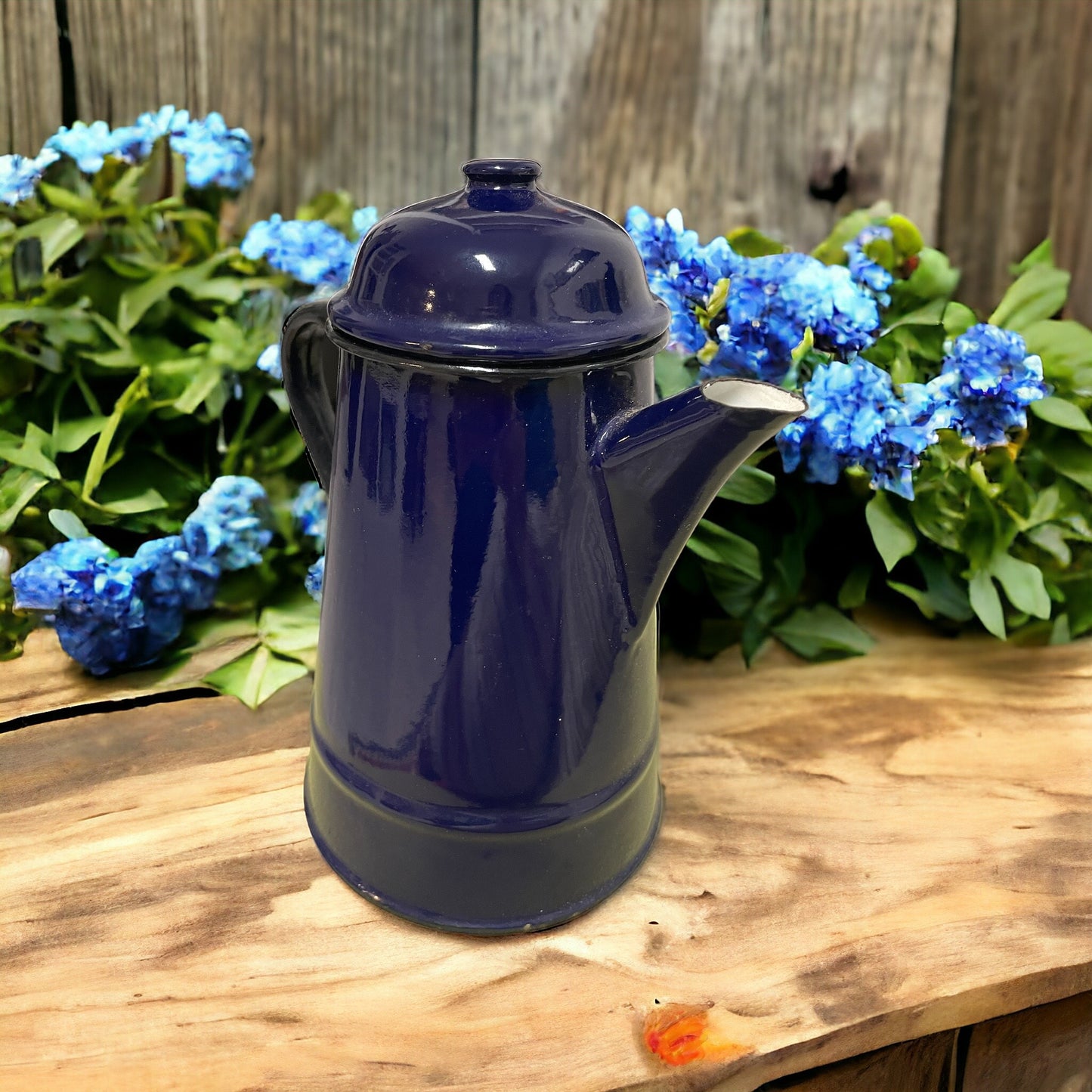 Antique blue enamel jug