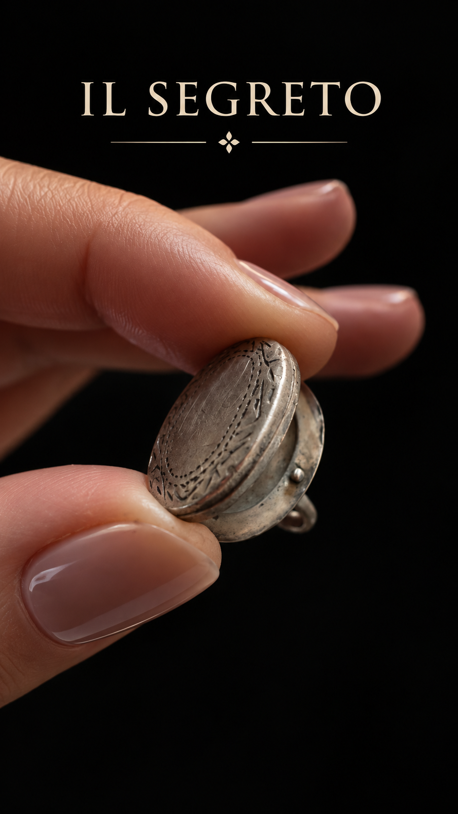 Anello in argento con vano segreto, poison ring o locker ring anni ‘40-‘50 inciso