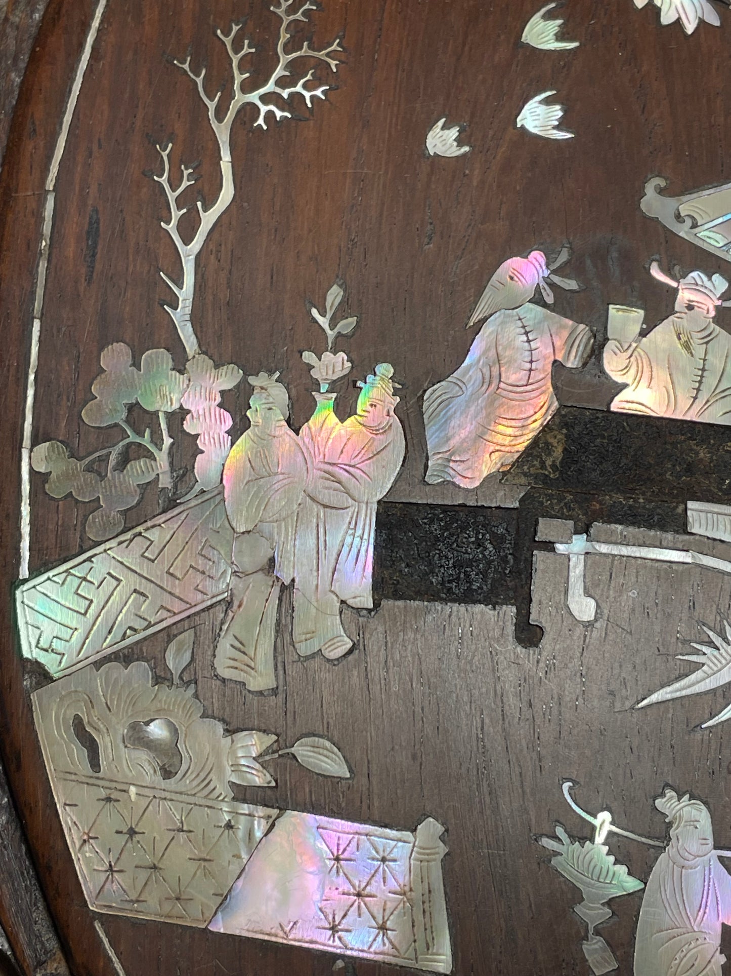 Antico pannello boiserie con intarsi di madreperla e trafori, fine ‘800 tardo Qing