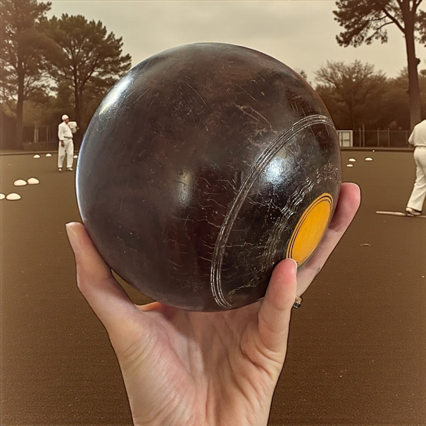 Set bocce agonistiche scozzesi con jack, casa Thomas Taylor, anni ‘20-‘30