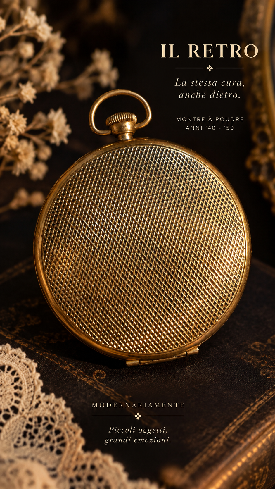 Montre è poudre francese 40s-50s con madreperla e cipria originale Coty Soleil d’Or