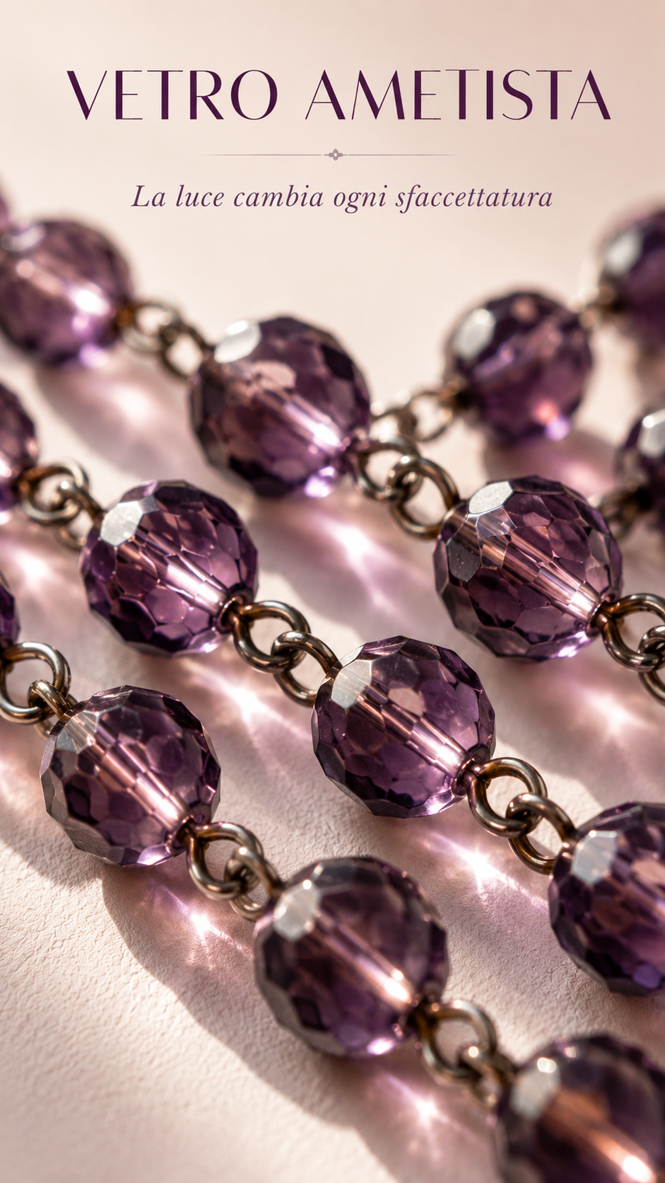 Bracciale a cinque fili di perle di vetro sfaccettate con grande chiusura gioiello
