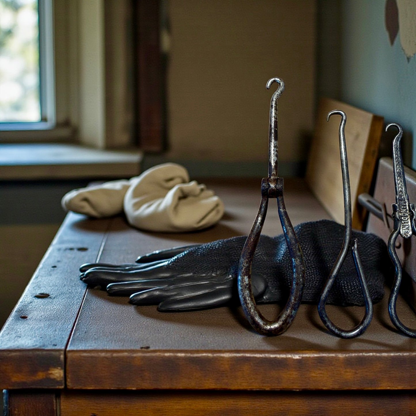 Lotto di n. 5 botton hooks ganci per allacciare guanti e stivaletti, 1900 ca