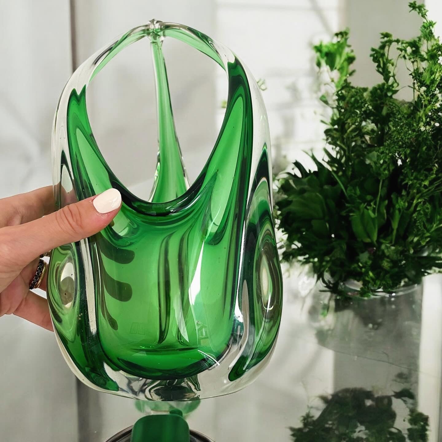 Green Murano Glass Vase