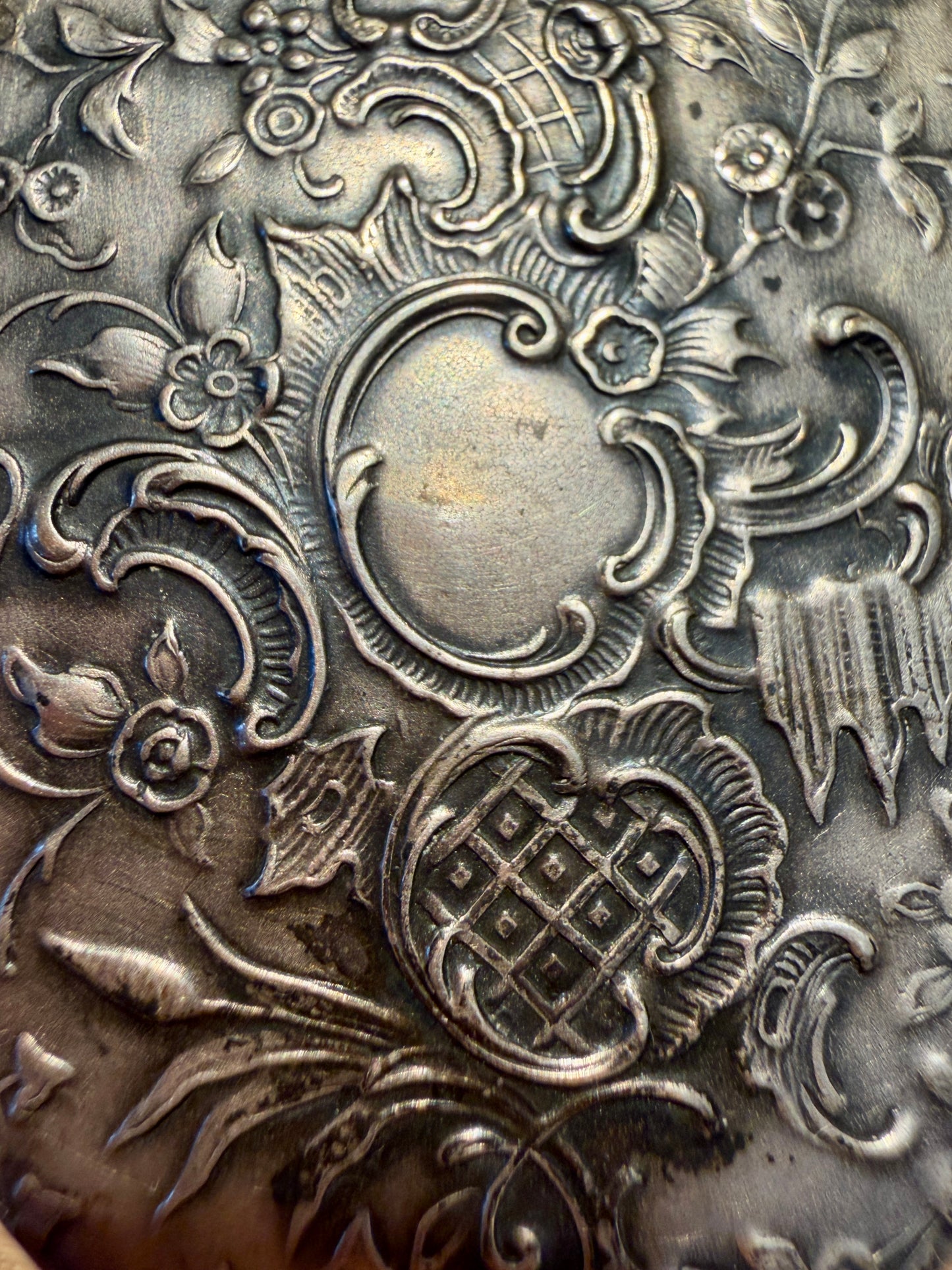 Antico doppio specchio scorrevole da Châtelaine in argento 800 massiccio