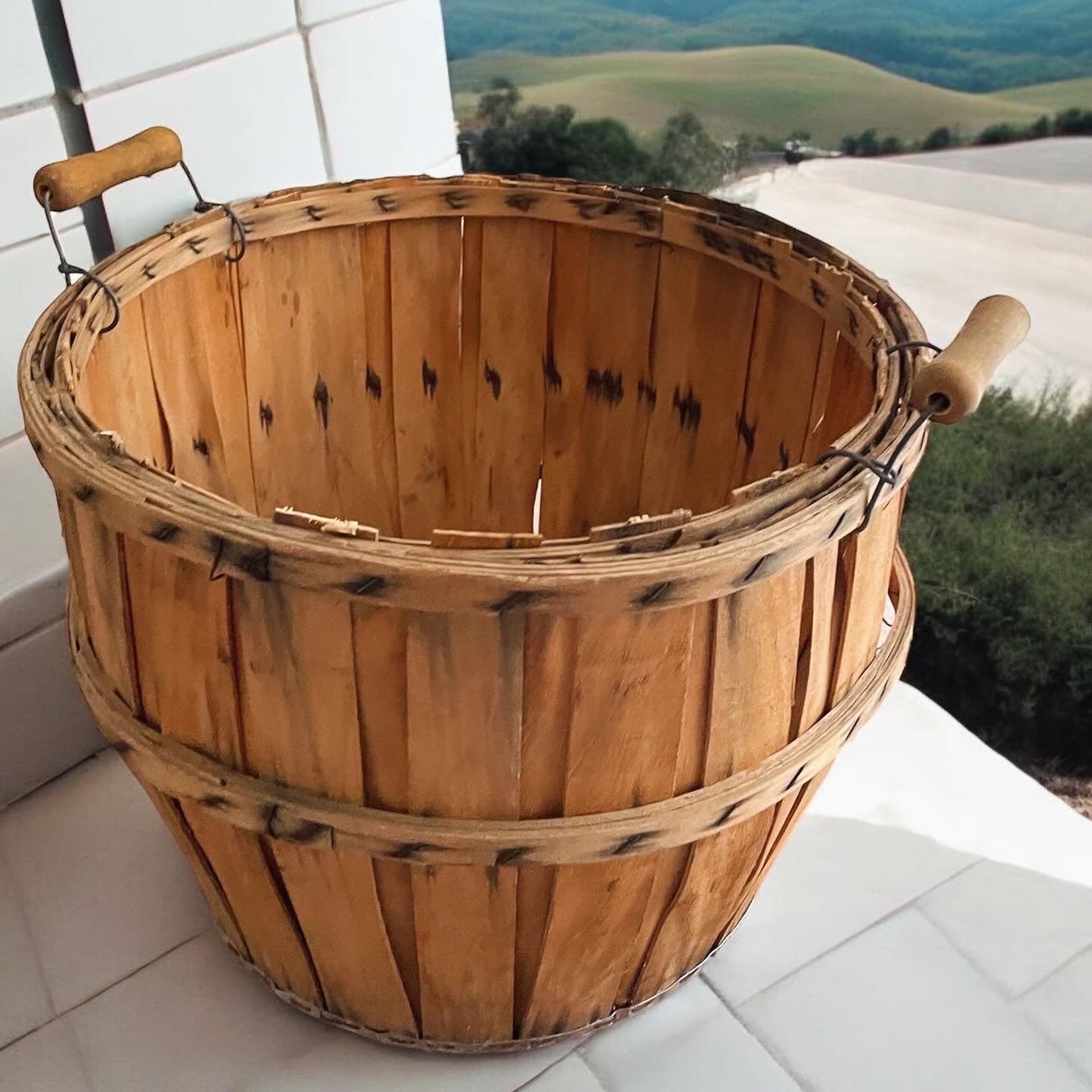 Large antique French basket with handles