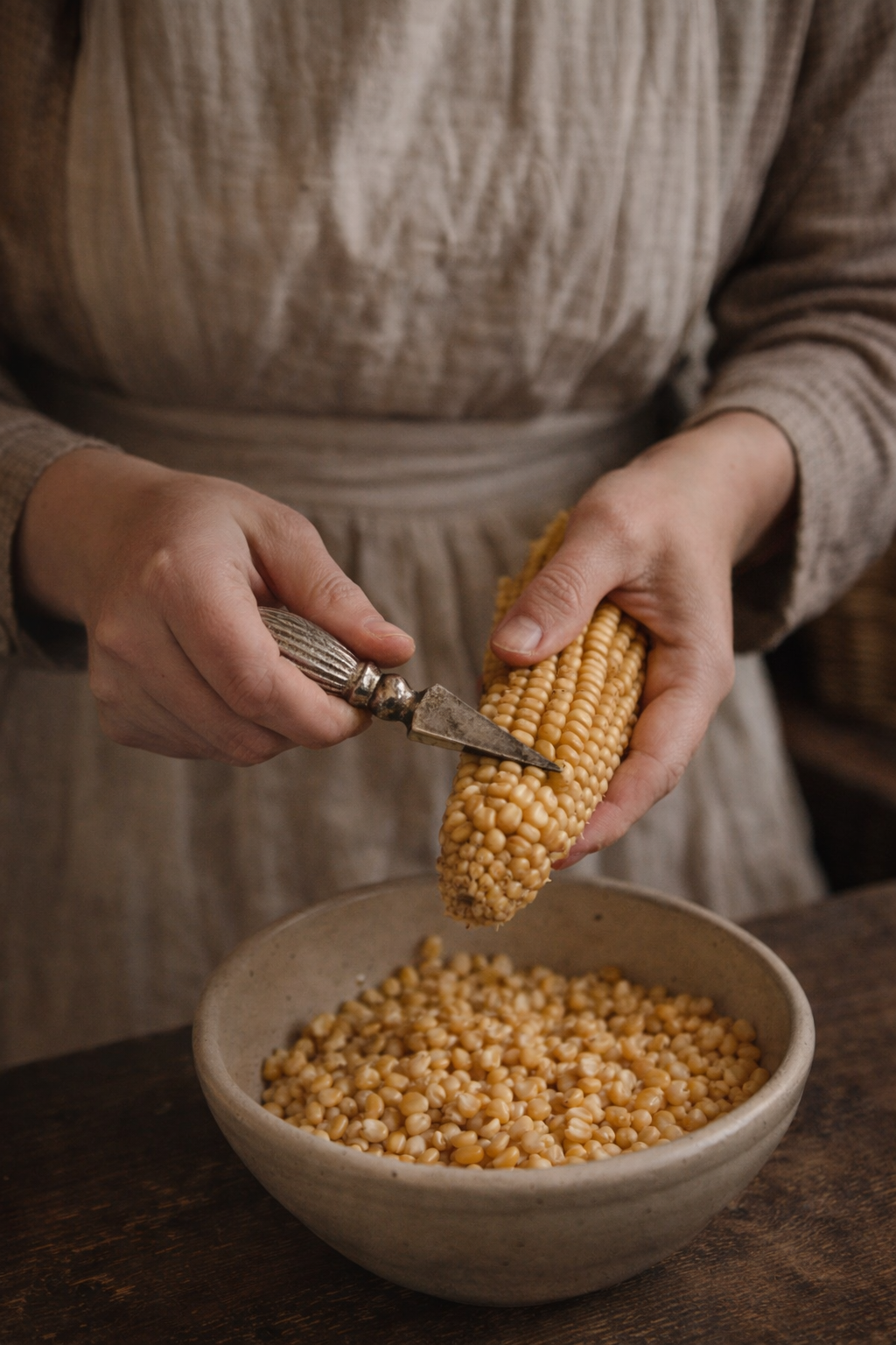 Set di n.4 antichi sgrana mais prima metà ‘900, a guisa di pannocchia, argentati