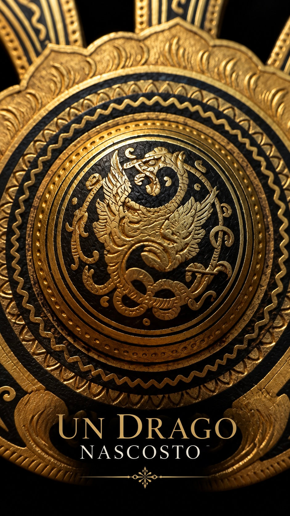 Ciondolo pendente Oro di Toledo damaschinato con drago a fronte