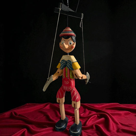 Grande burattino Pinocchio vintage h totale 80 cm