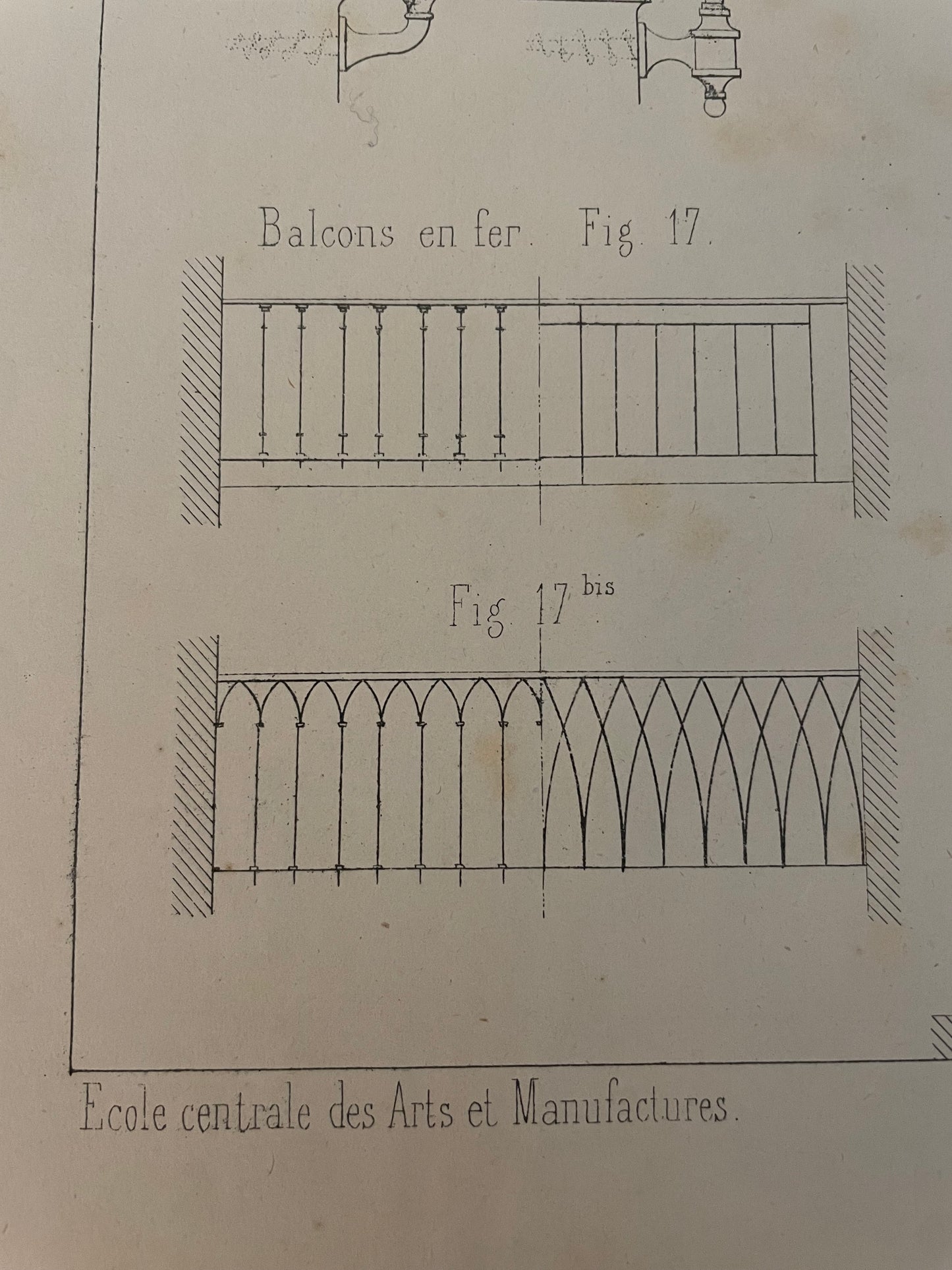 Tris tavole di architettura ‘800 École Arts et Metiers