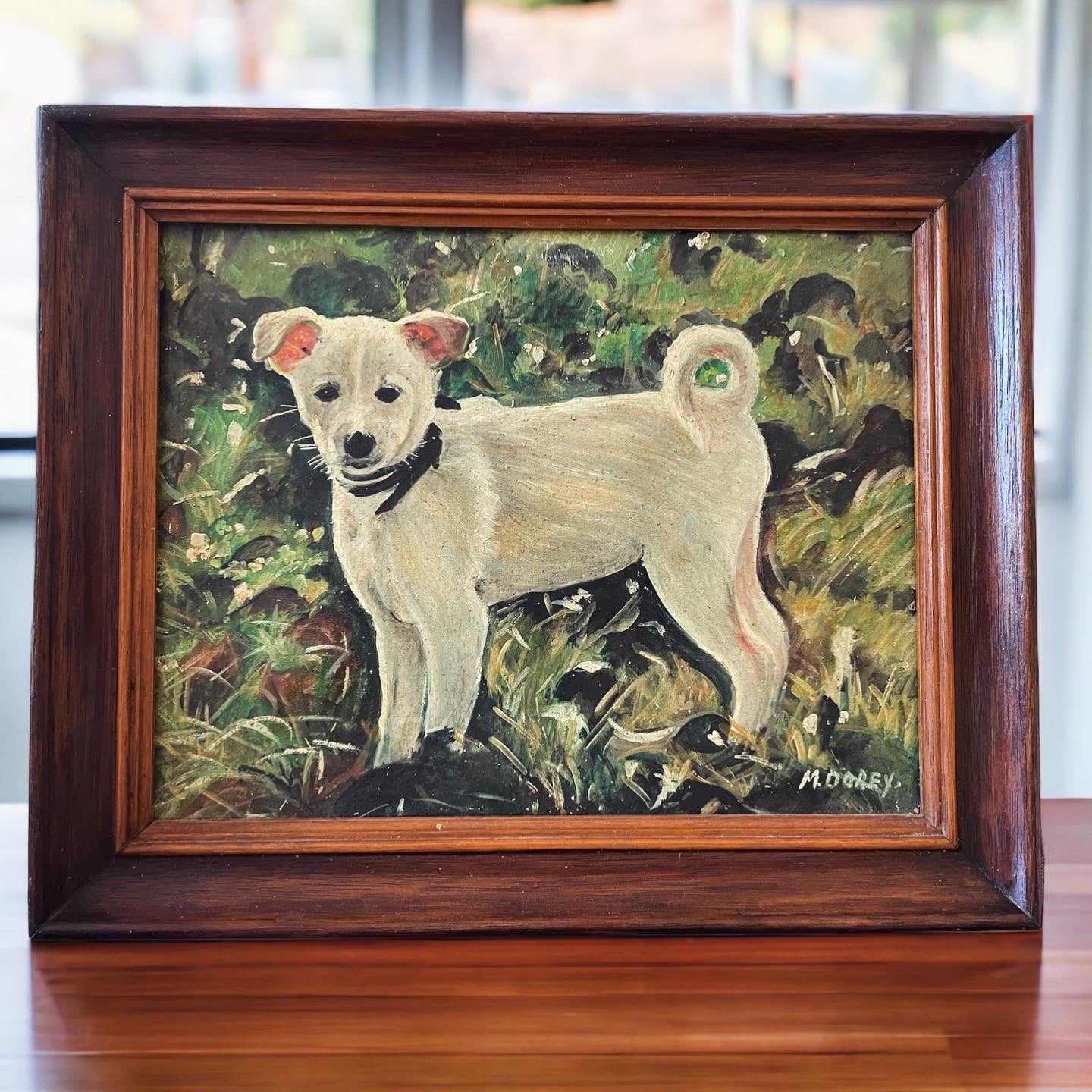 Vintage oil painting puppy