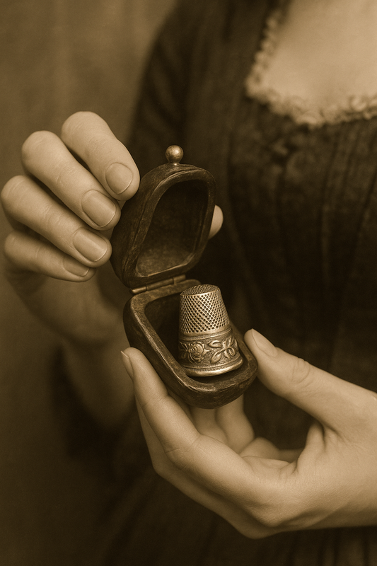 Porta ditale e ditale in argento, fine ‘800 - primo ‘900