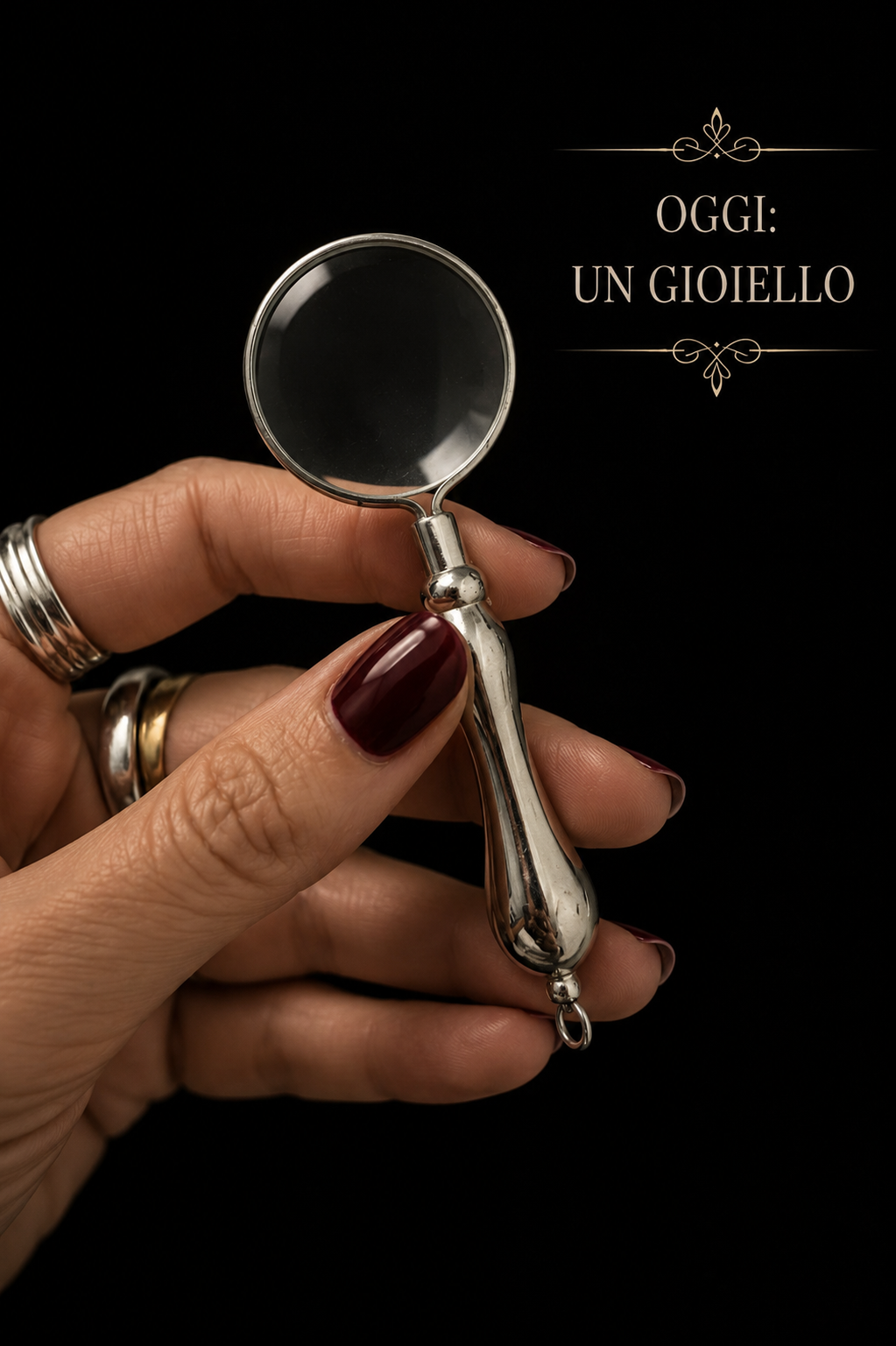 Lente da ricamatrice anni 40 50 da collana o chatelaine con anellino passante ￼