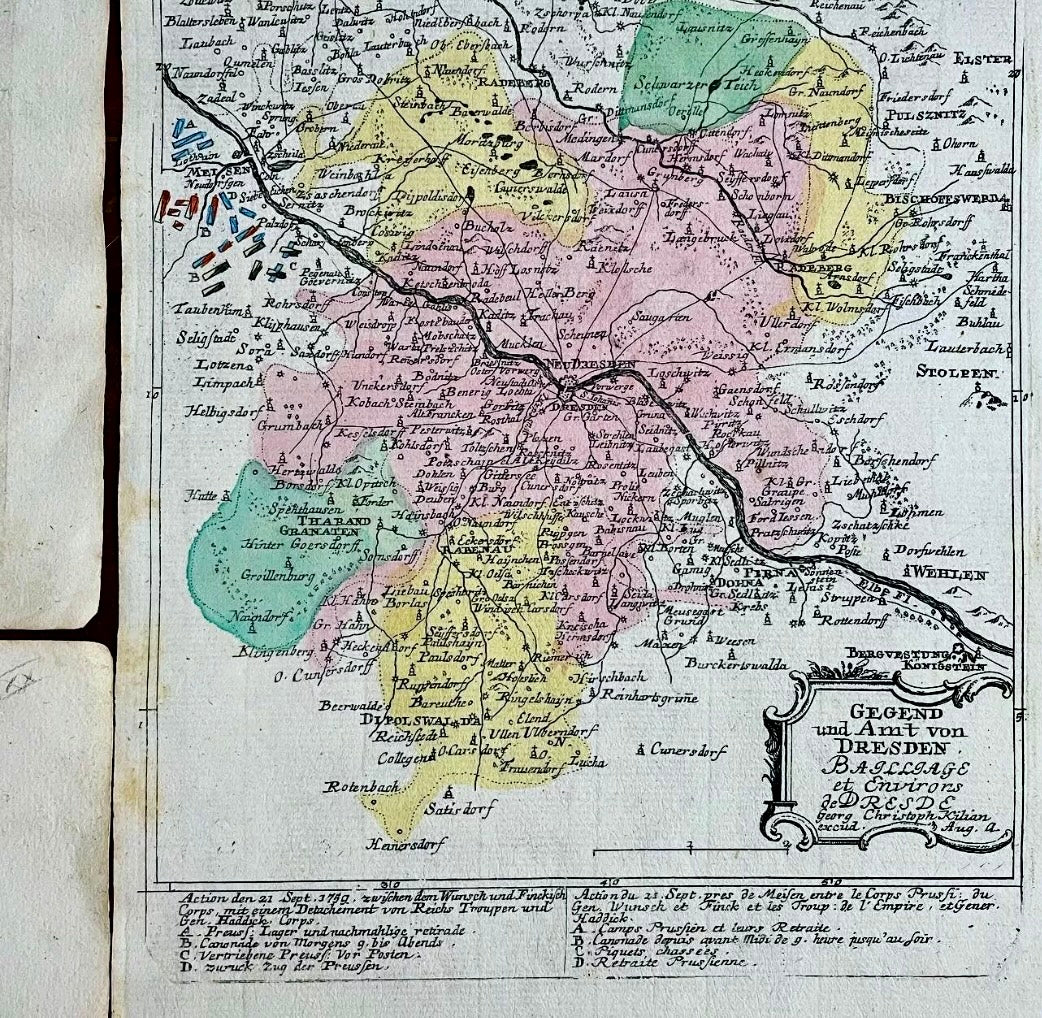 Corpus n. 5 mappe militari Georg Kilian, settecentesche, Guerra dei Sette Anni