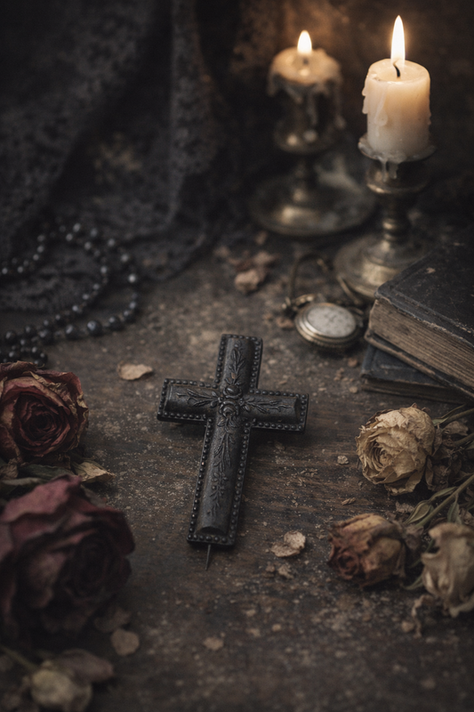 Antica spilla croce da lutto vittoriana ca 1880’