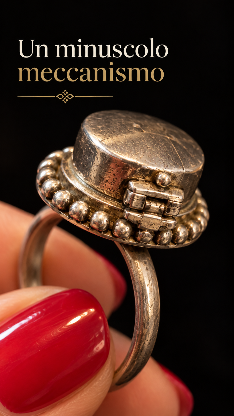 Poison ring anello da veleno con scomparto segreto in argento 825