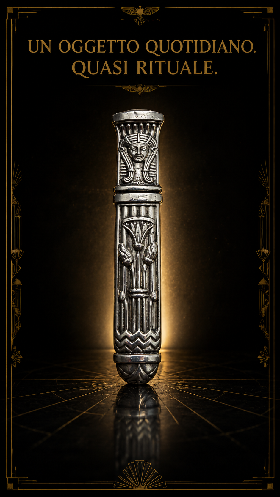 Needle case antici porta aghi argento Egittizzante déco fine anni ‘20