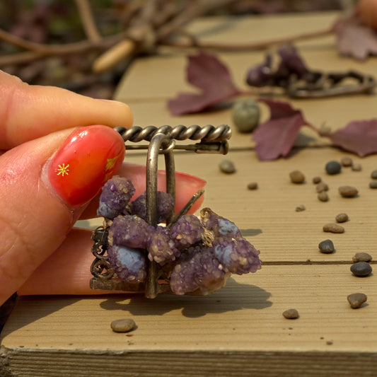 Spilla in argento traforato e Agata botroidale, anni 40-50