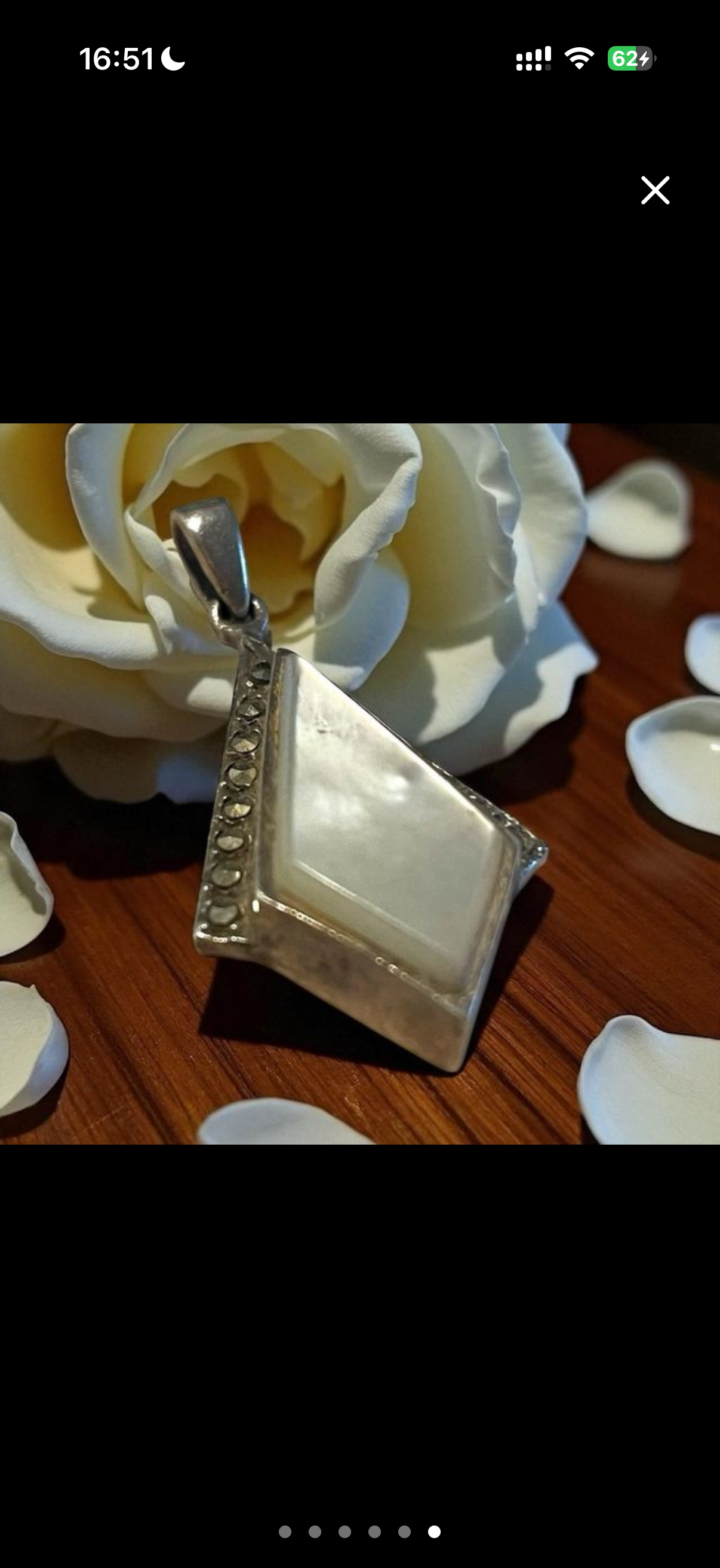 Pendente ciondolo gioiello in argento 925 con marcasiti e madreperla