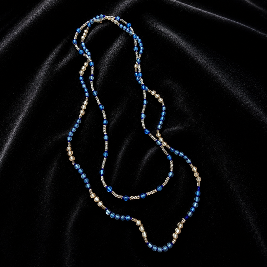 Coppia collane in perle di vetro americane anni ‘10-‘20 costume jewellery