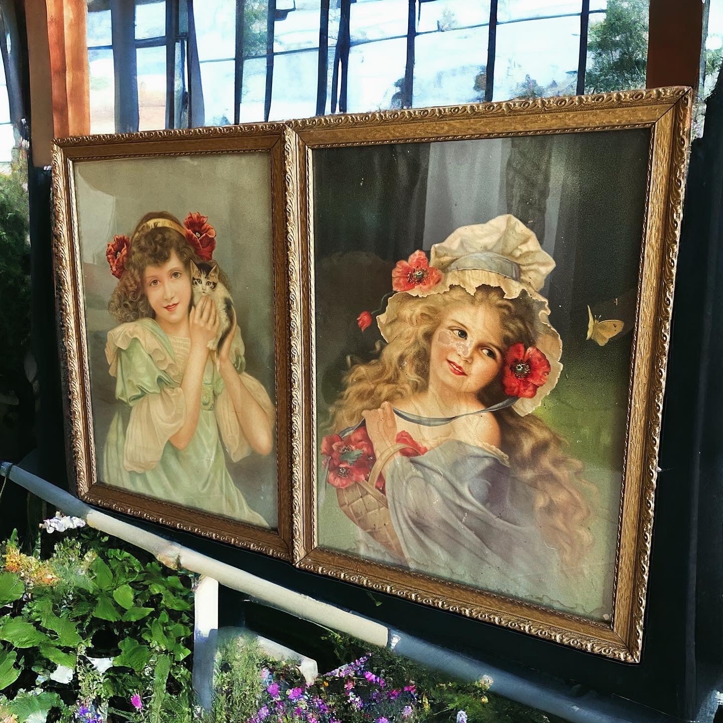 Pair of large paintings of girls 1912