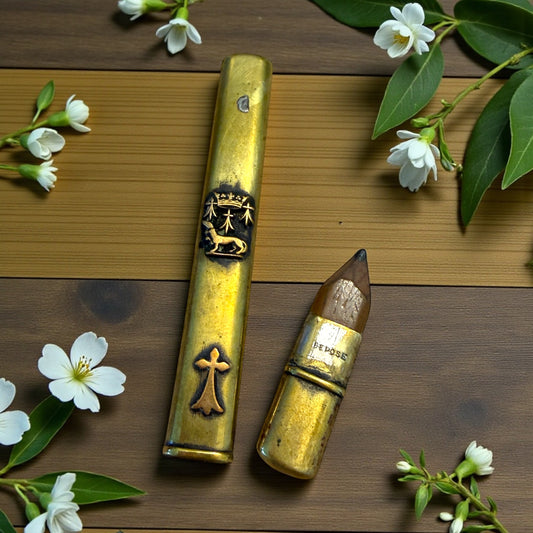 Porte crayon francese fine ‘800 primi ‘900 con stemma nobiliare e croce