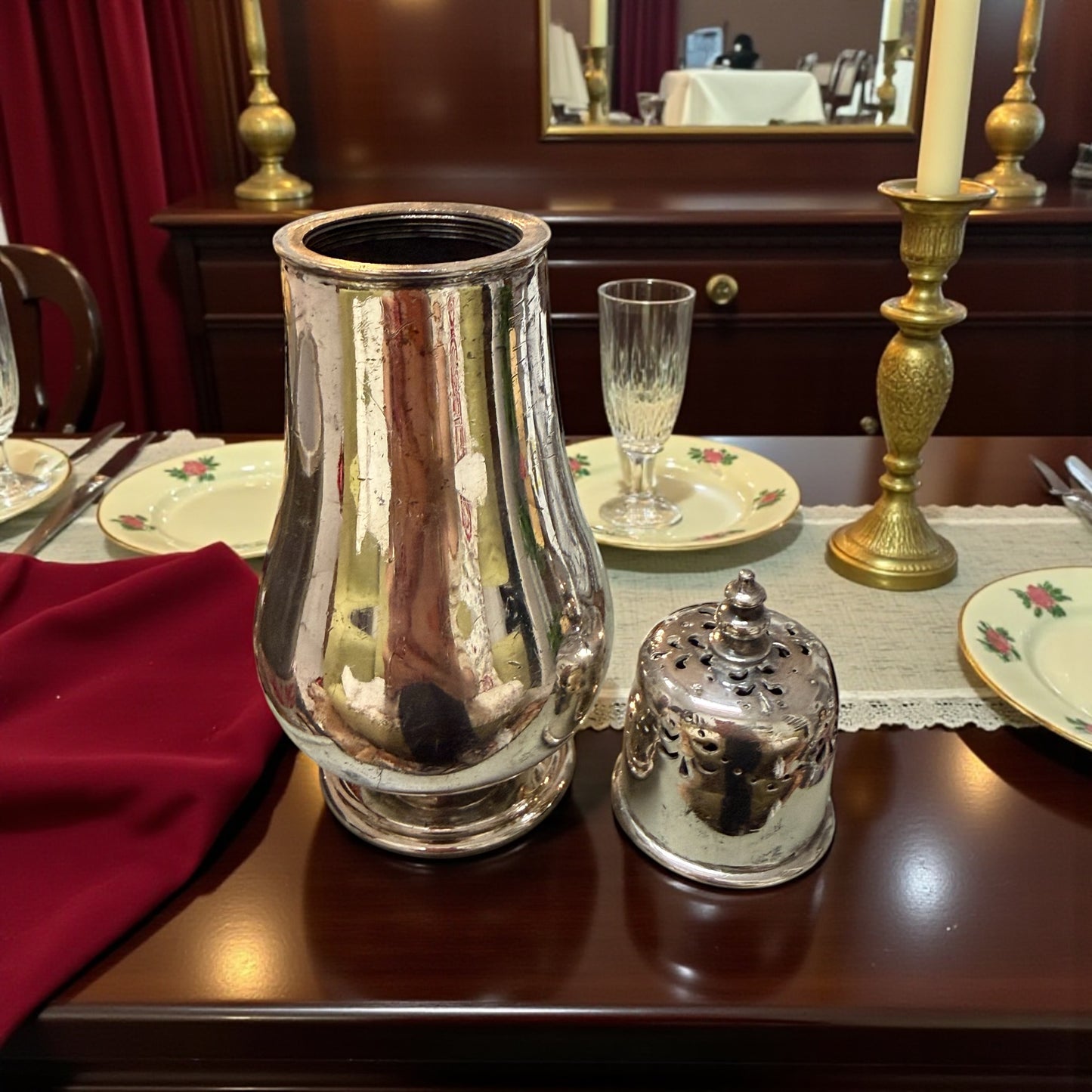 Antico sugar caster, spargi zucchero inglese d’argenteria primo ‘900