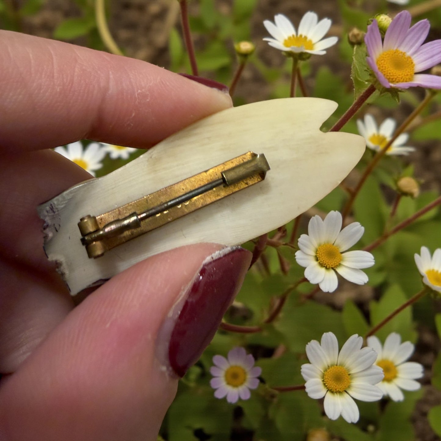 Spilla in corno Art Déco anni 20-30 a guisa di cicala