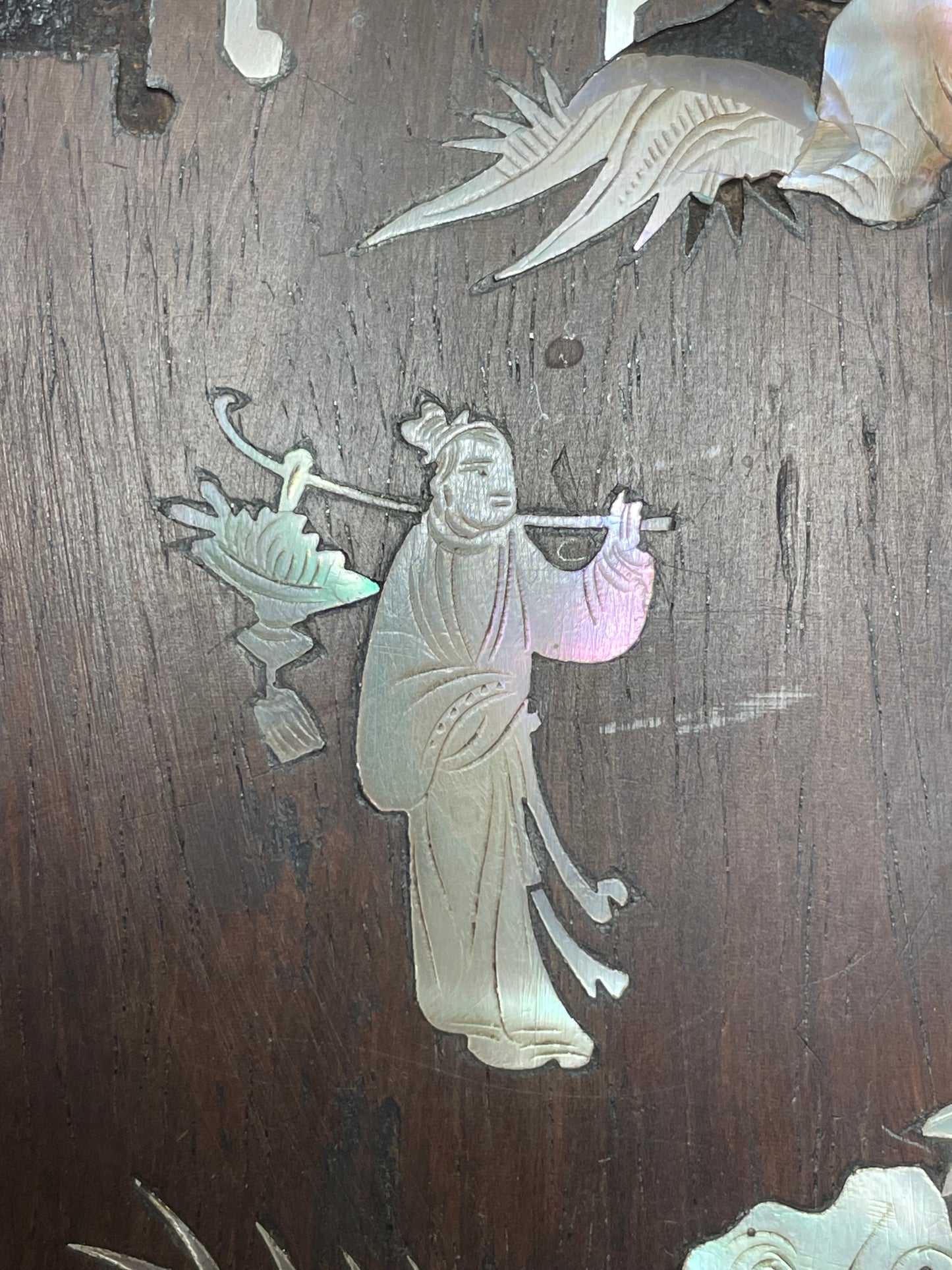 Antico pannello boiserie con intarsi di madreperla e trafori, fine ‘800 tardo Qing