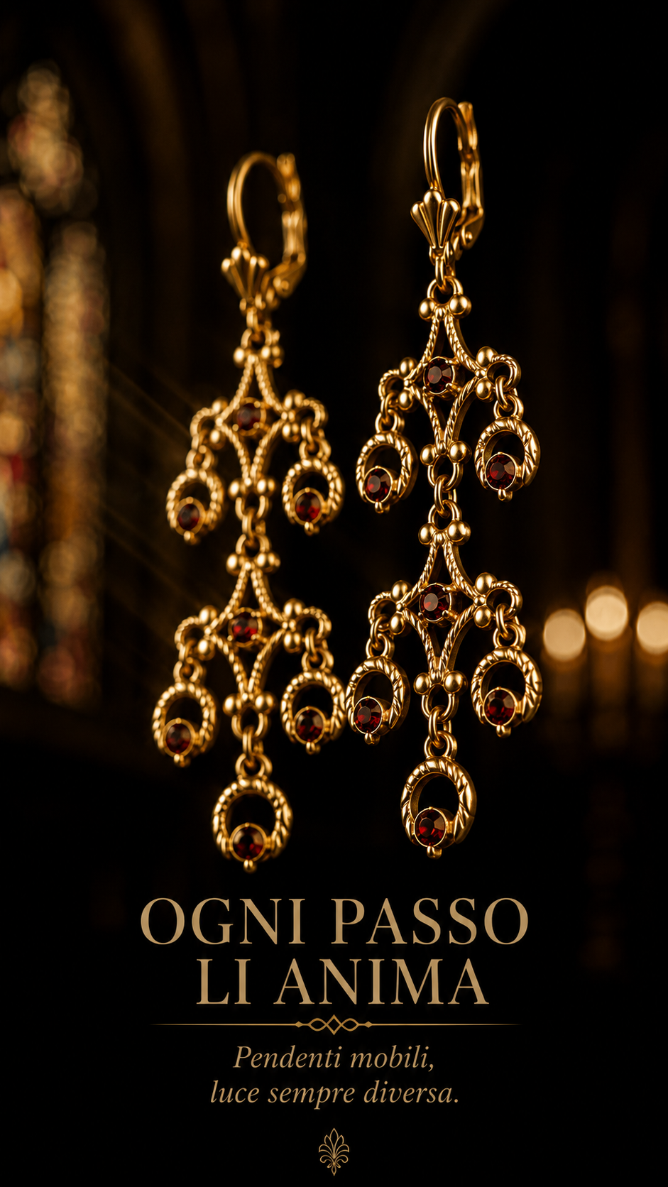 Orecchini chandelier anni ‘50 - ‘60 neogotici con cristalli Boemi