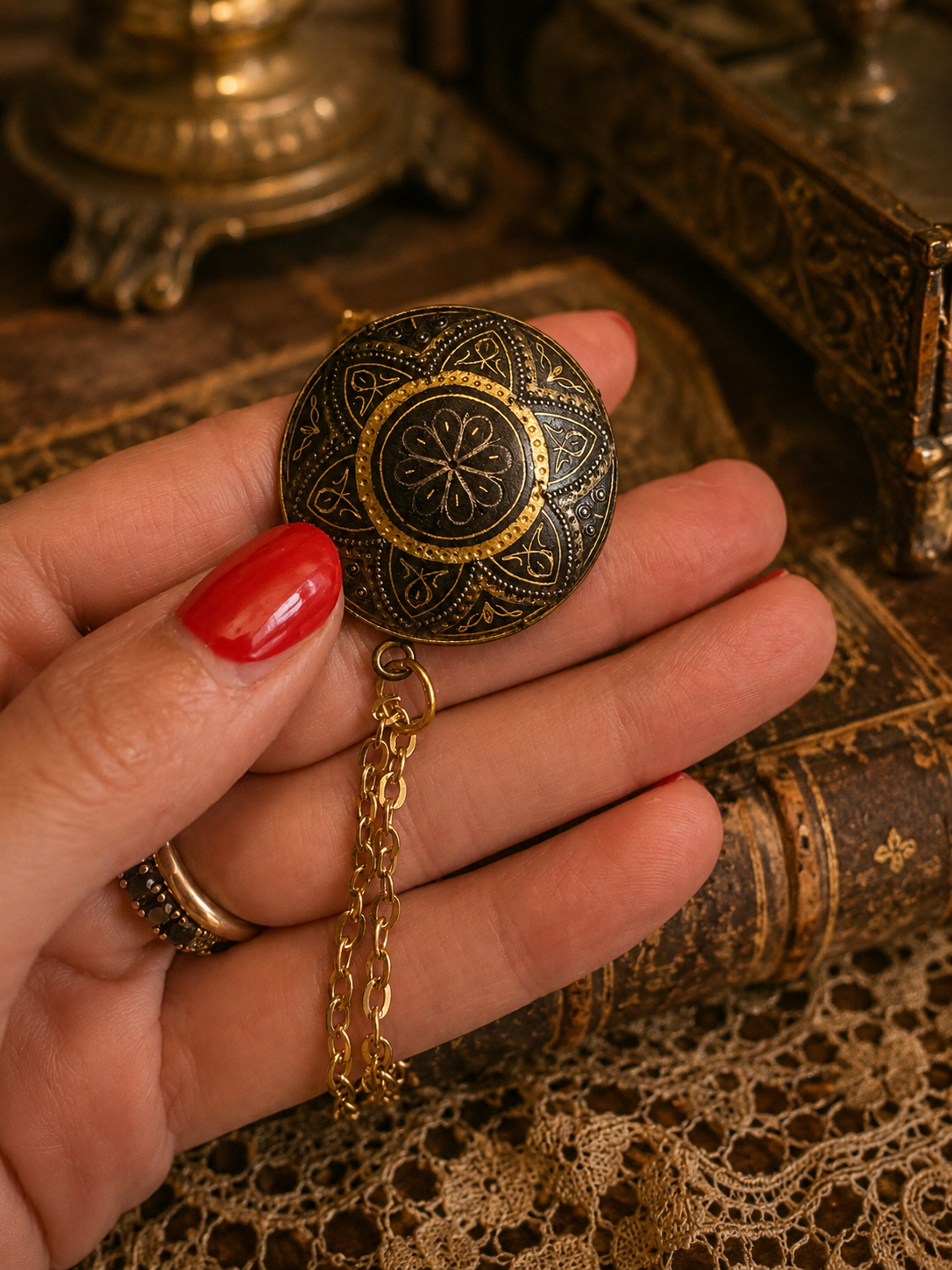 Collana con pendente damaschinato Oro di Toledo