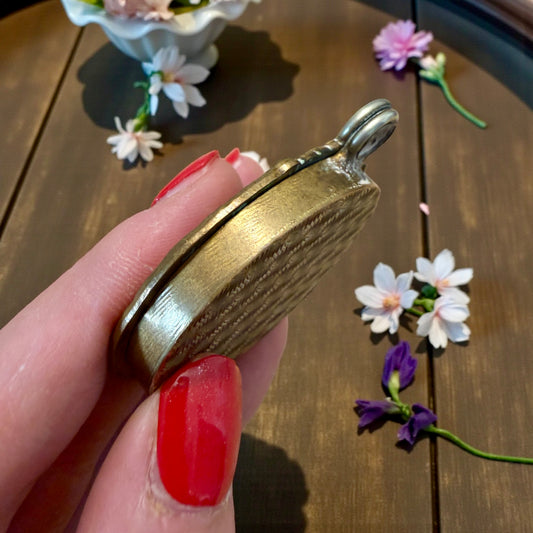 Specchio pendente a scorrimento, da Chatelaine o catena, Art Nouveau firmato Lasserre