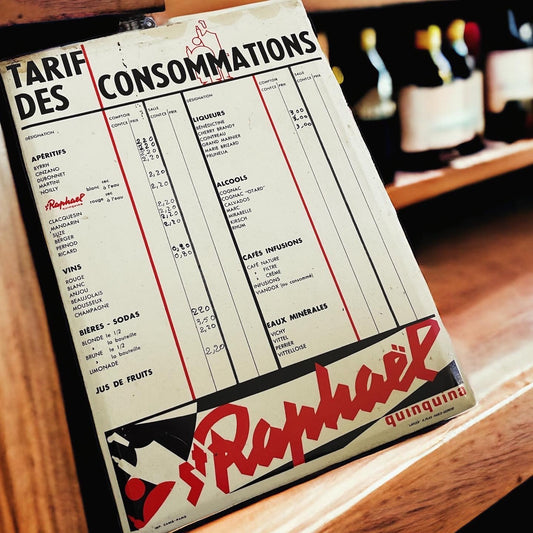 St Raphael bar price list 60s